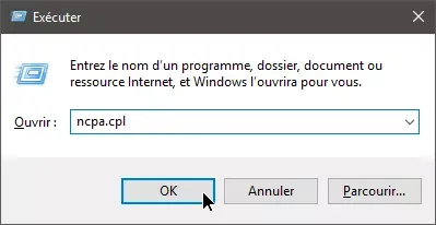 Win + R (menu exécuter) et entrez : ncpa.cpl
(ouvre directement les paramètres de la carte réseau)