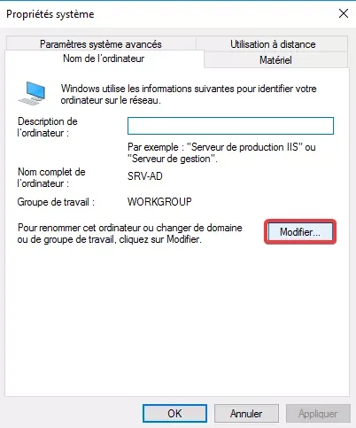 Nom de l'ordinateur > Modifier...