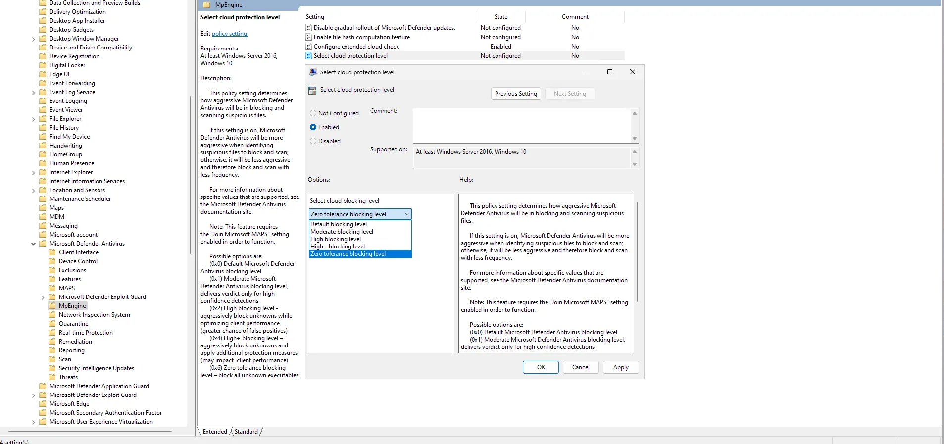 Niveau de protection Cloud