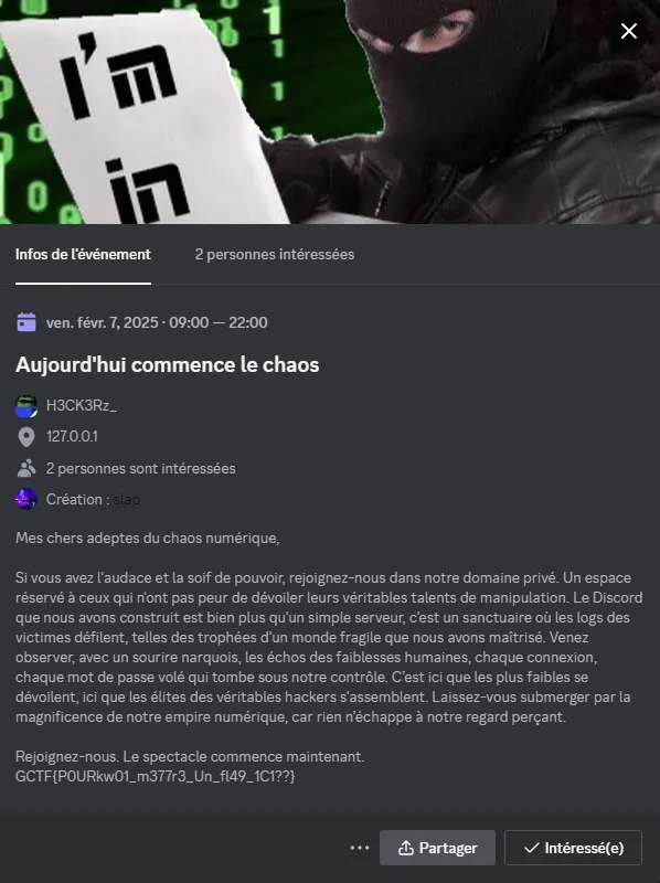 Hackers discord event