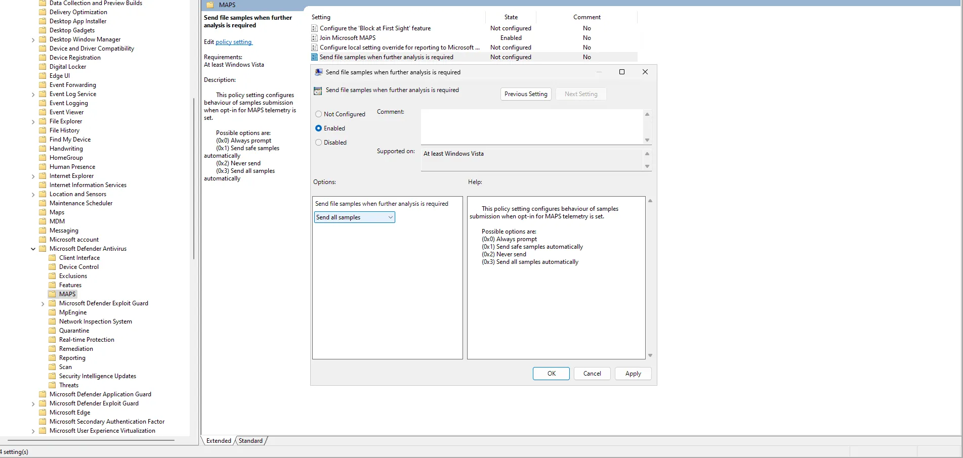 Envoyer tous les échantillons